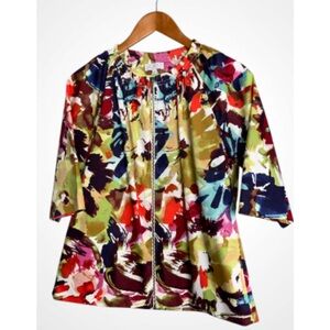 Joseph A Multicolor Abstract Zip-Up Jacket Pockets Size 6